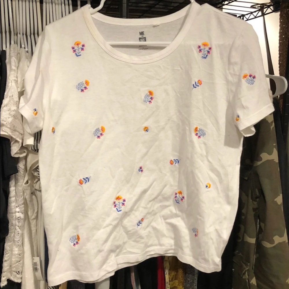 White shirt with flower motif